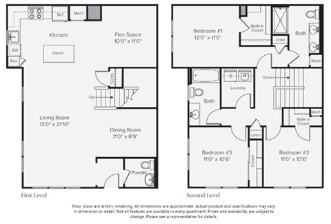 A floorplan of an apartment home